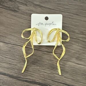 Free People Gold Bow/Ribbon Earrings